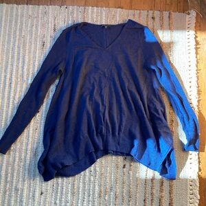 Eileen Fisher-navy blue asymmetrical light sweater